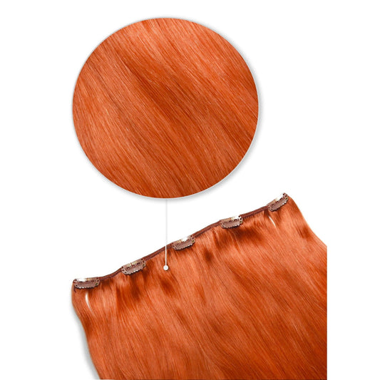 One Piece Top-up Remy Clip in Human Hair Extensions - Flaming Ginger (#350)
