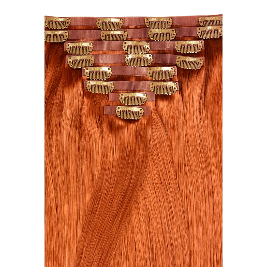 Flaming Ginger (#350) Remy Royale Seamless Hair Extensions: hair extension attachment method
