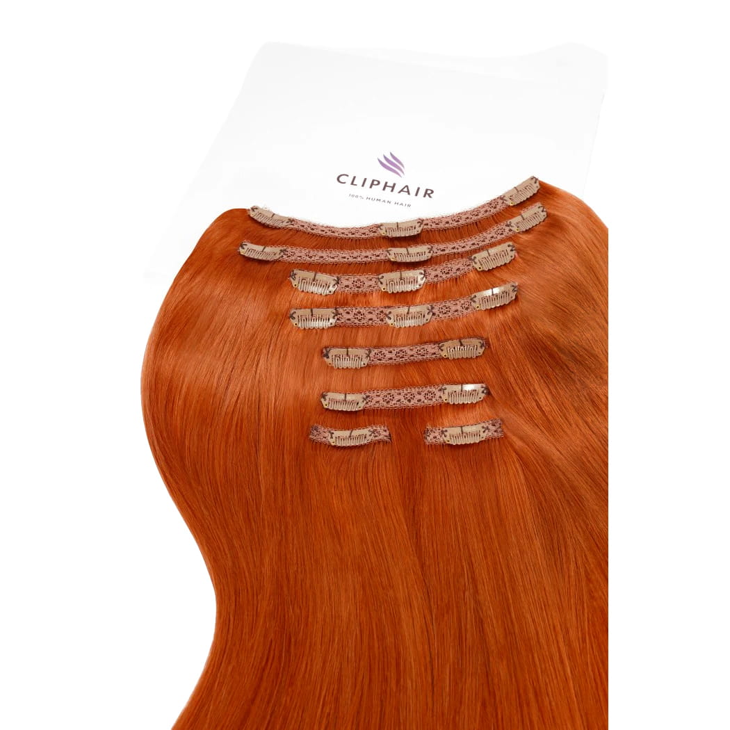Flaming Ginger (#350) Ultra-Volume Hair Extensions: hair extension attachemnt method