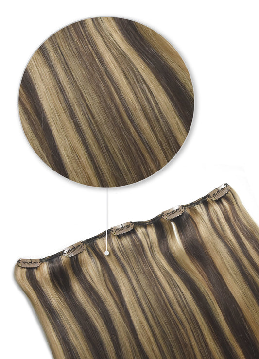 One Piece Top-up Remy Clip in Human Hair Extensions - Chocolate Honey (#4/27)