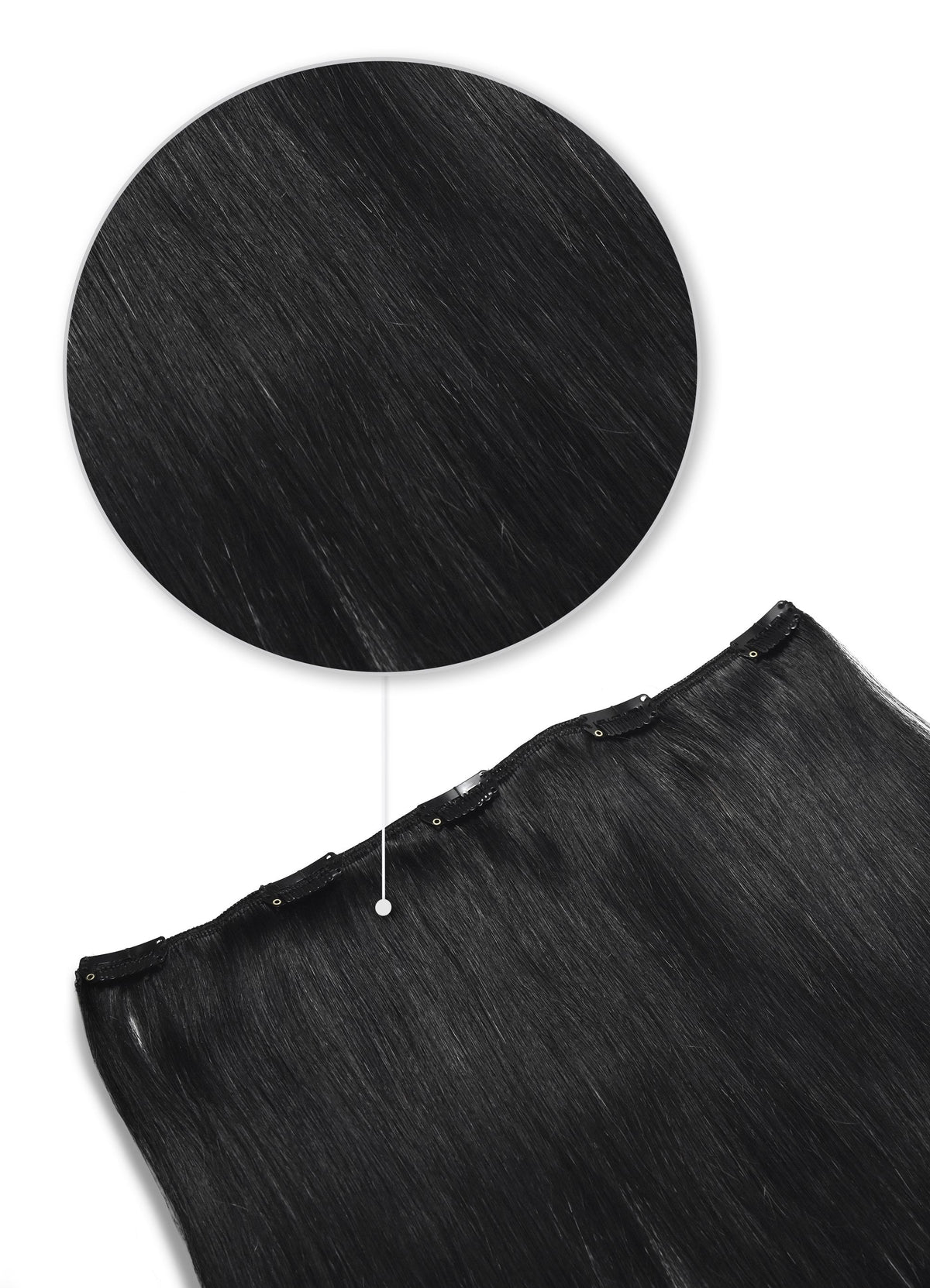 One Piece Top-up Remy Clip in Human Hair Extensions - Jet Black (#1)