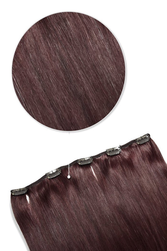 One Piece Top-up Remy Clip in Human Hair Extensions - Mahogany Red (#99J)