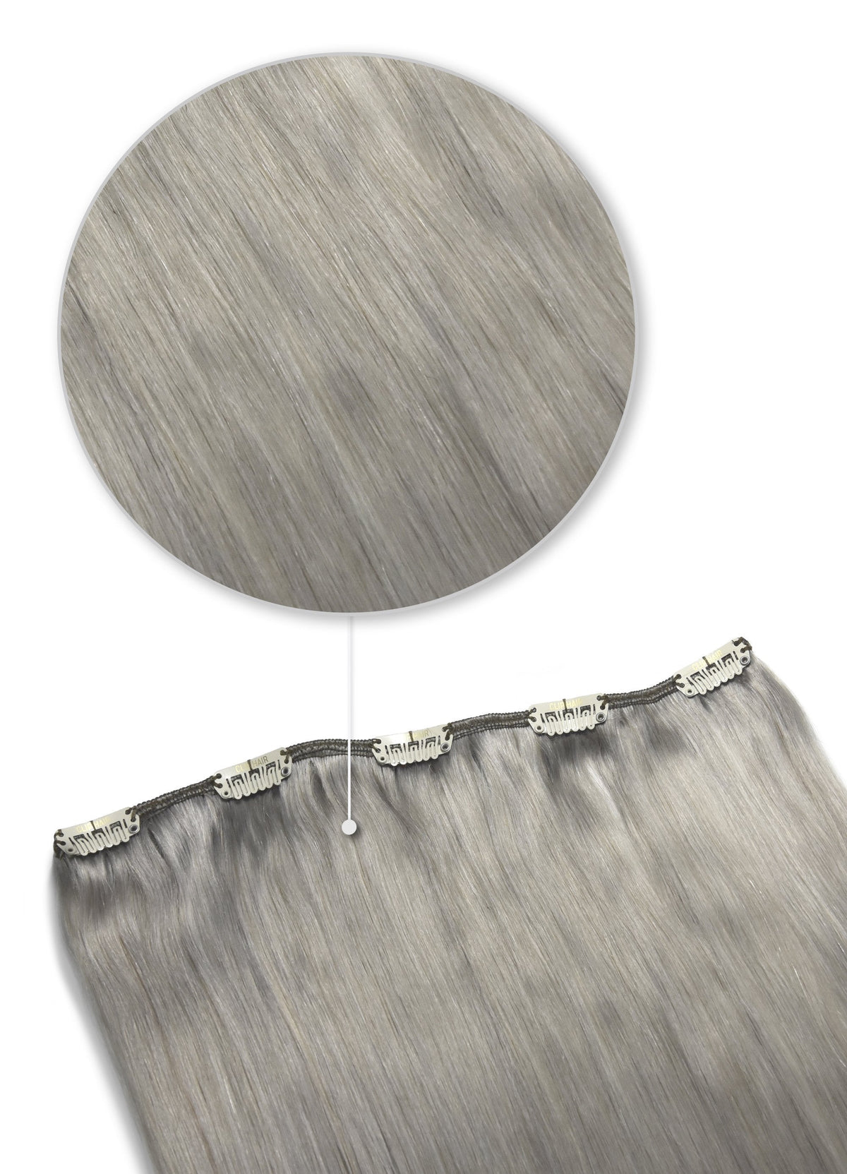 One Piece Top-up Remy Clip in Human Hair Extensions - Silver/Grey (#SG)