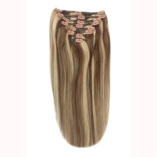 Full Head Remy Clip in Human Hair Extensions - Chocolate Honey (#4/27)