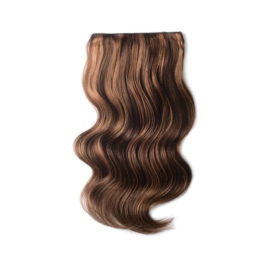 Double Wefted Full Head Remy Clip in Human Hair Extensions - Cinnamon Brownie (#4/30)