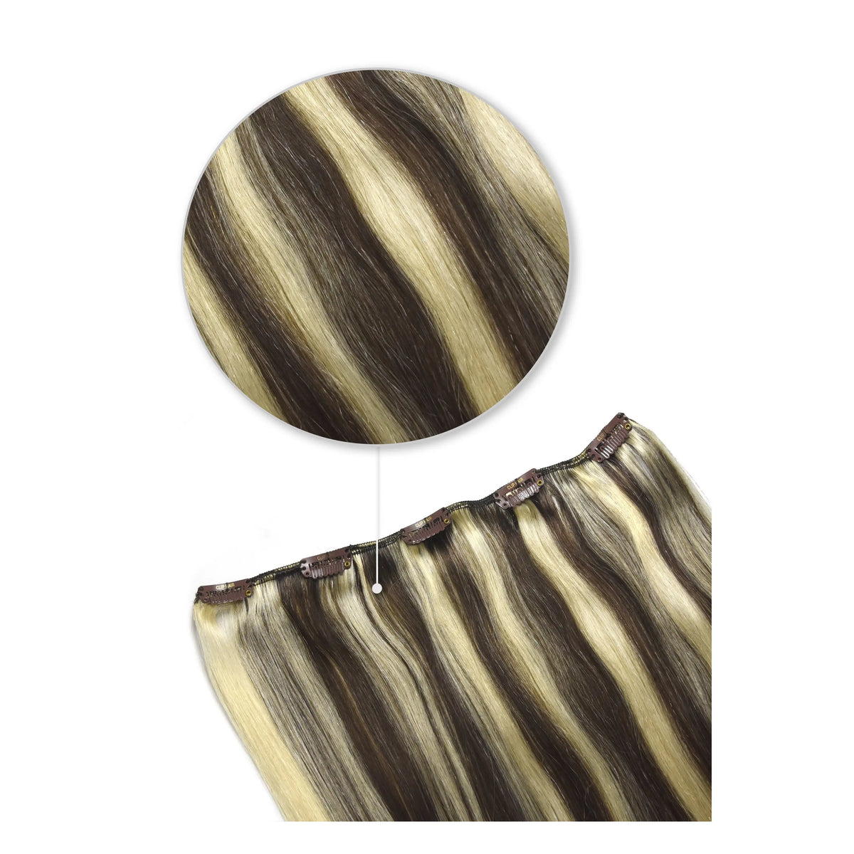 One Piece Top-up Remy Clip in Human Hair Extensions - Cookies & Cream (#4/613)