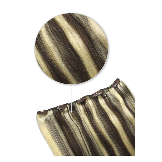 One Piece Top-up Remy Clip in Human Hair Extensions - Cookies & Cream (#4/613)