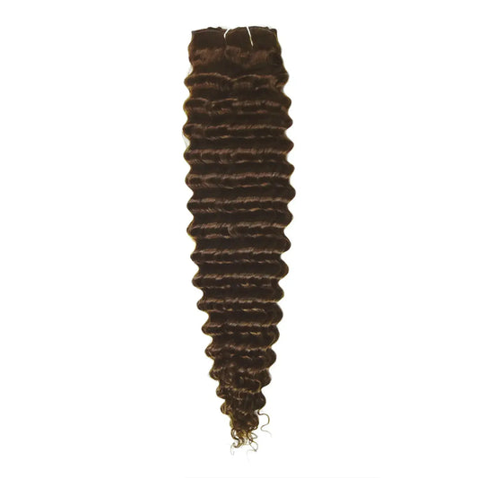 Curly Clip-In Human Hair Extensions- Μεσαίο καφέ (#4)