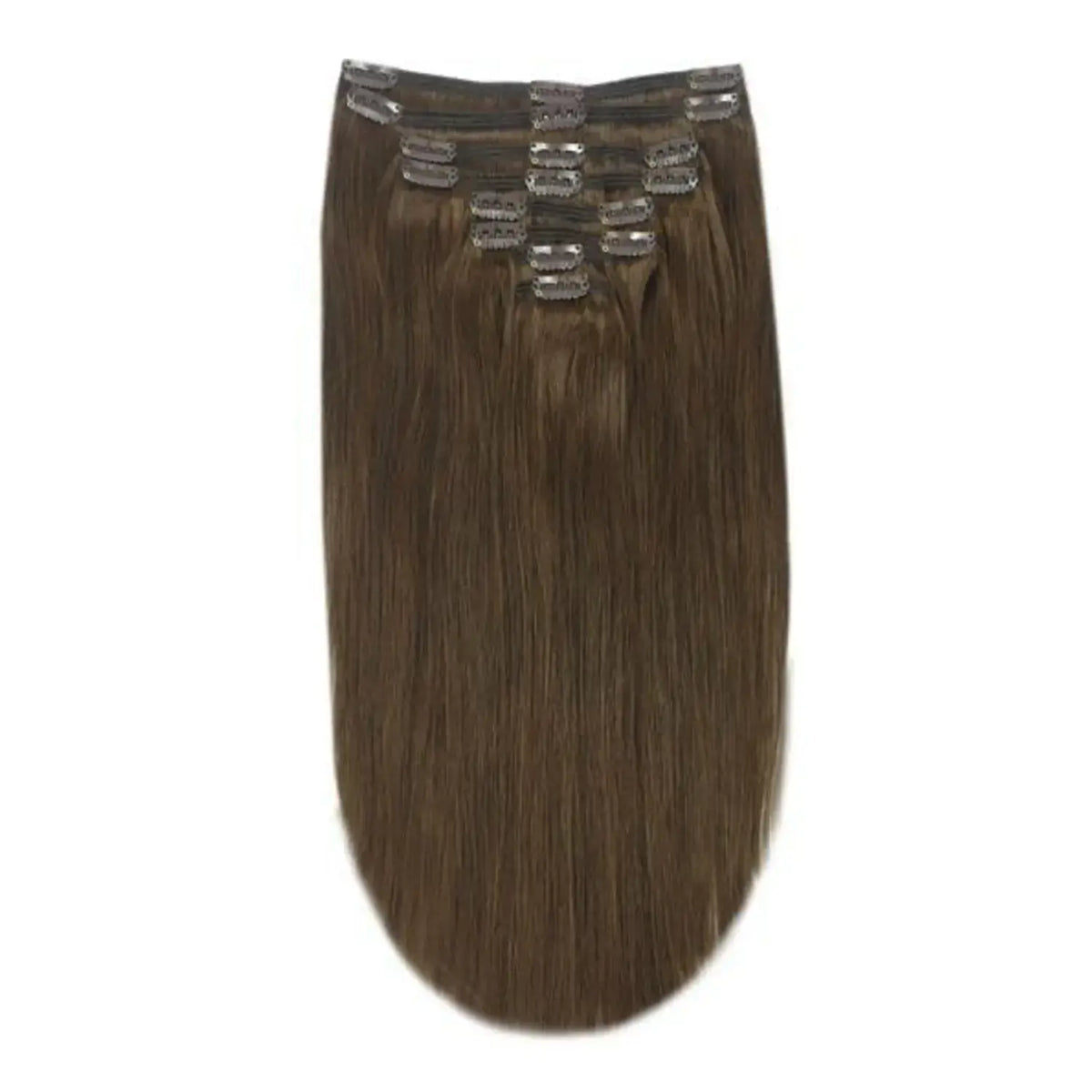 Full Head Remy Clip in Human Hair Extensions - Medium Brown (#4)