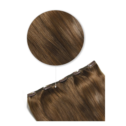 Extensions de cheveux humains à clips Remy en une seule pièce - Brun caramel (#5)