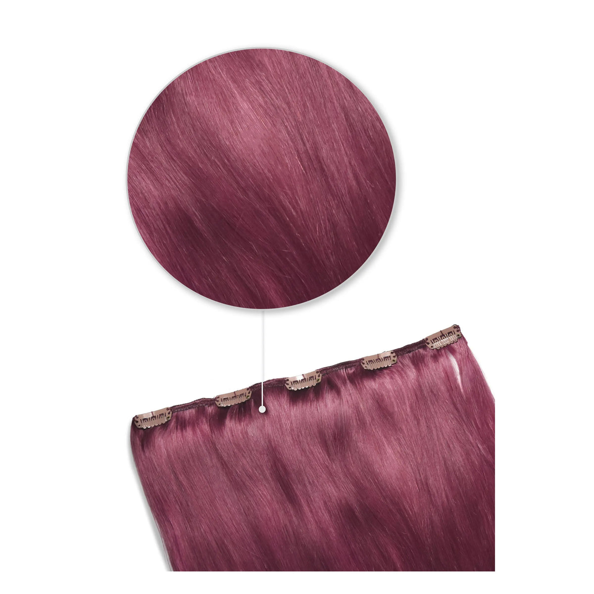 Extensions de cheveux humains à clips Remy une pièce - Rouge prune/cerise (#530)