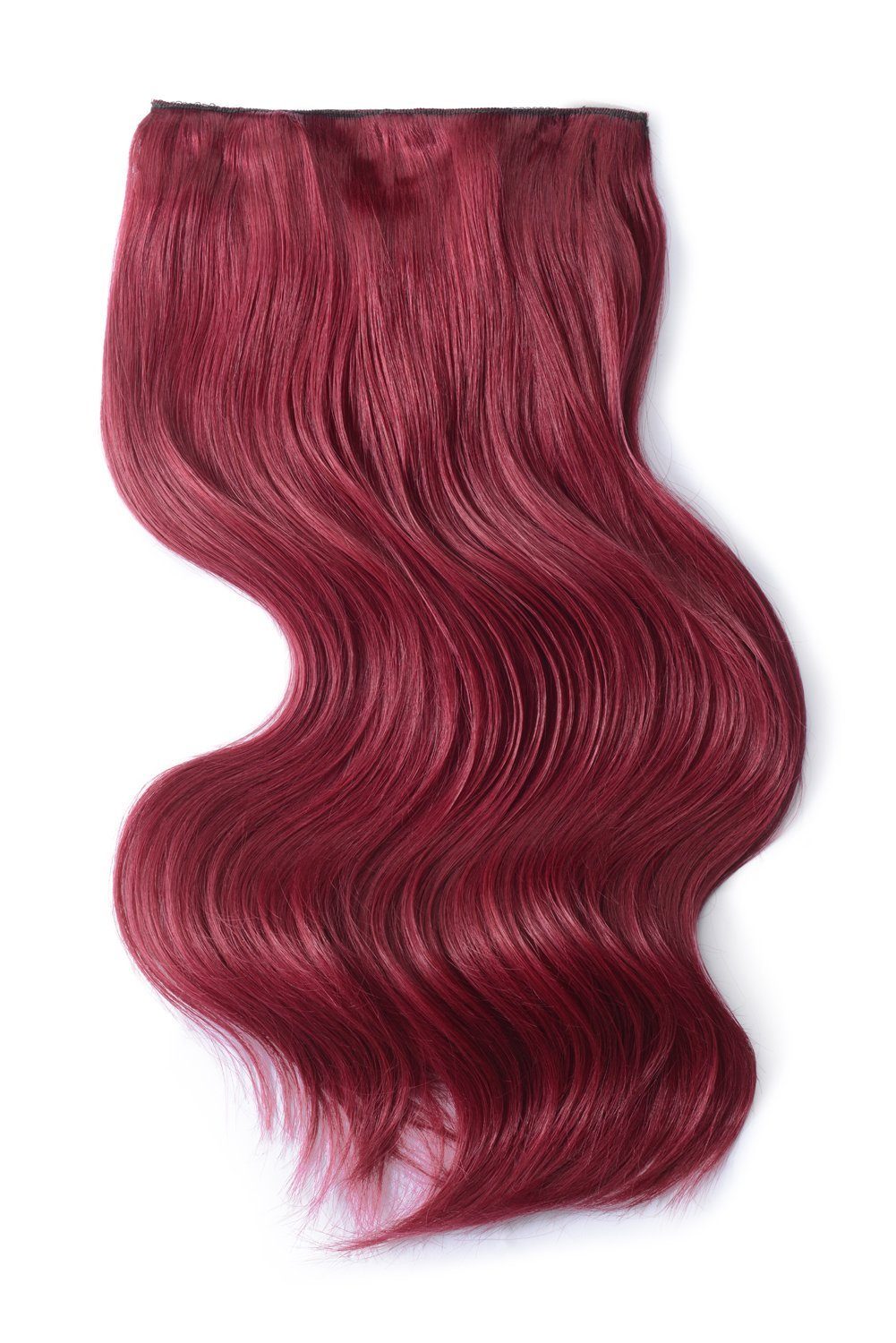 Double Wefted Full Head Remy Clip in Human Hair Extensions - Plum/Cherry Red (#530)