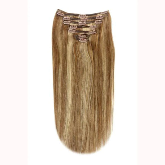 Full Head Remy Clip in Human Hair Extensions - Hazelnut Brondie (#6/27)