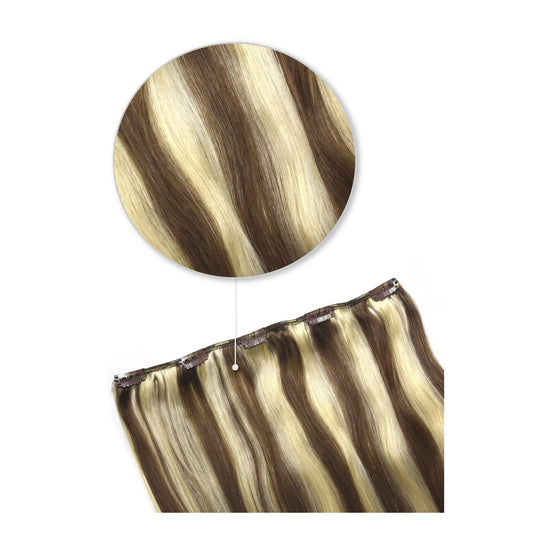 One Piece Top-up Remy Clip in Human Hair Extensions - Chestnut Bronde (#6/613)