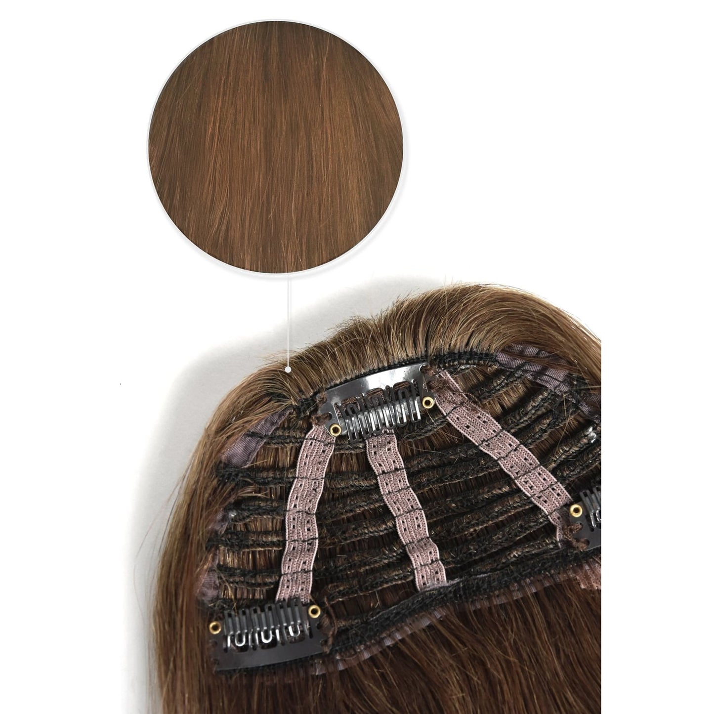 Light/Chestnut Brown Clip In Fringe (#6) - Attachment method