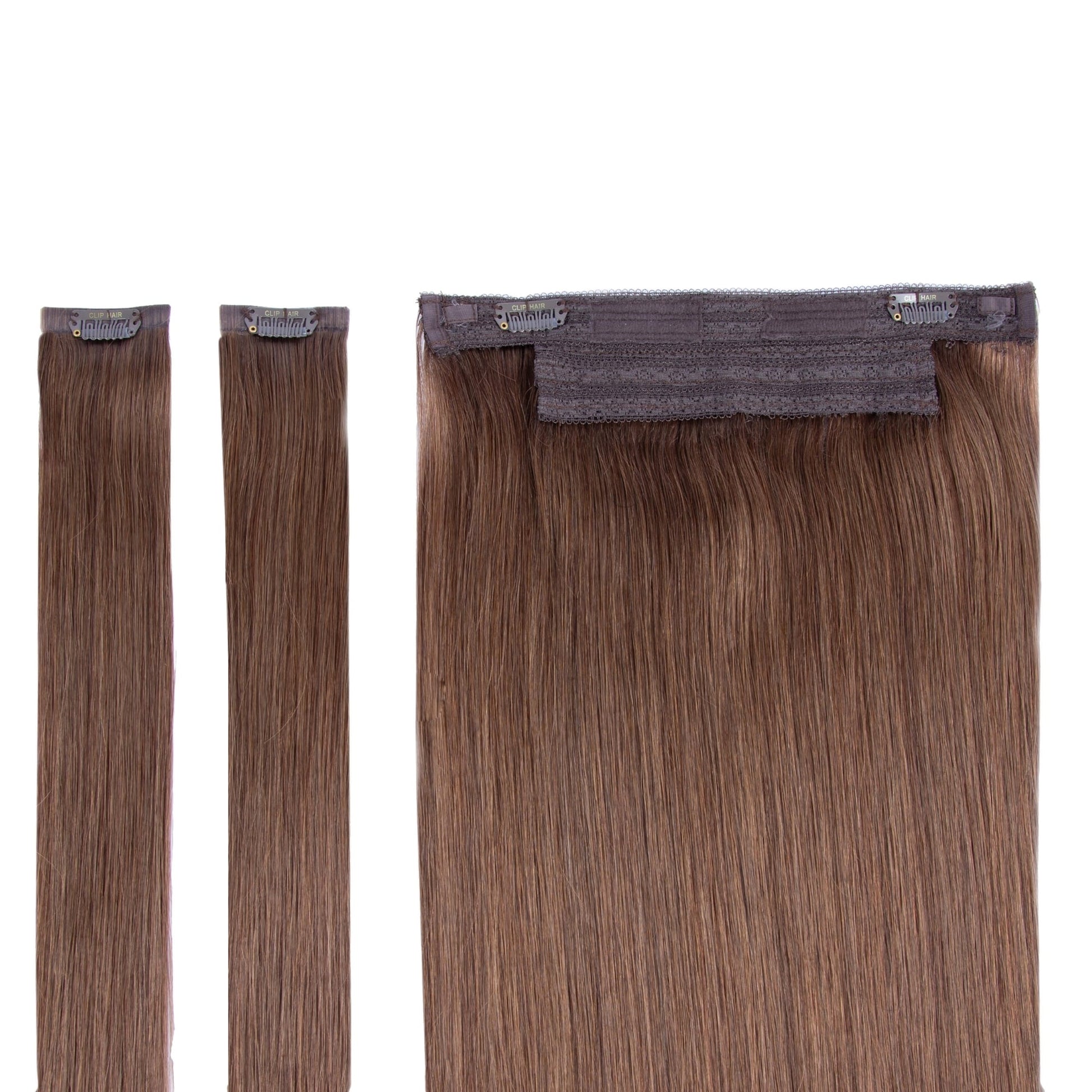 Light Brown (#6) Halo Hair Extensions Full Content