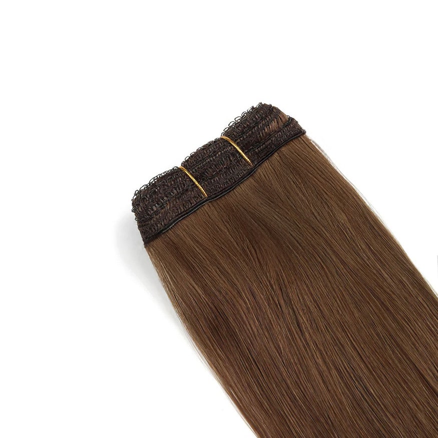 Light/Chestnut Brown (#6) Remy Royale Double Drawn Weave Extensions - Attachment method