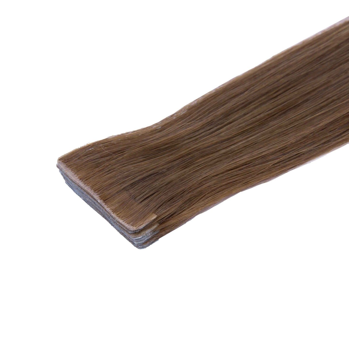 Light Brown (#6) Remy Royale Invisible Tape In Hair Extensions - Hair extension zoomed in