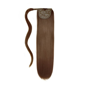 Light/Chestnut Brown (#6) Straight Up Wrap Around Ponytail - Full hair extension