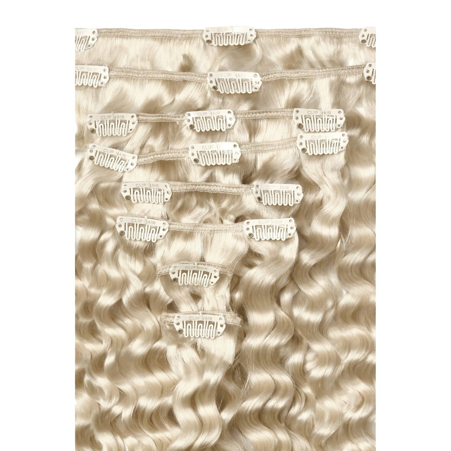 Lightest Blonde (#60) Curly Full Head Hair Extensions: Extension attachment method