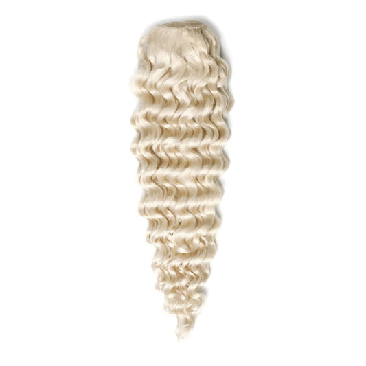 Lightest Blonde (#60) Curly Full Head Hair Extensions: Full extensions
