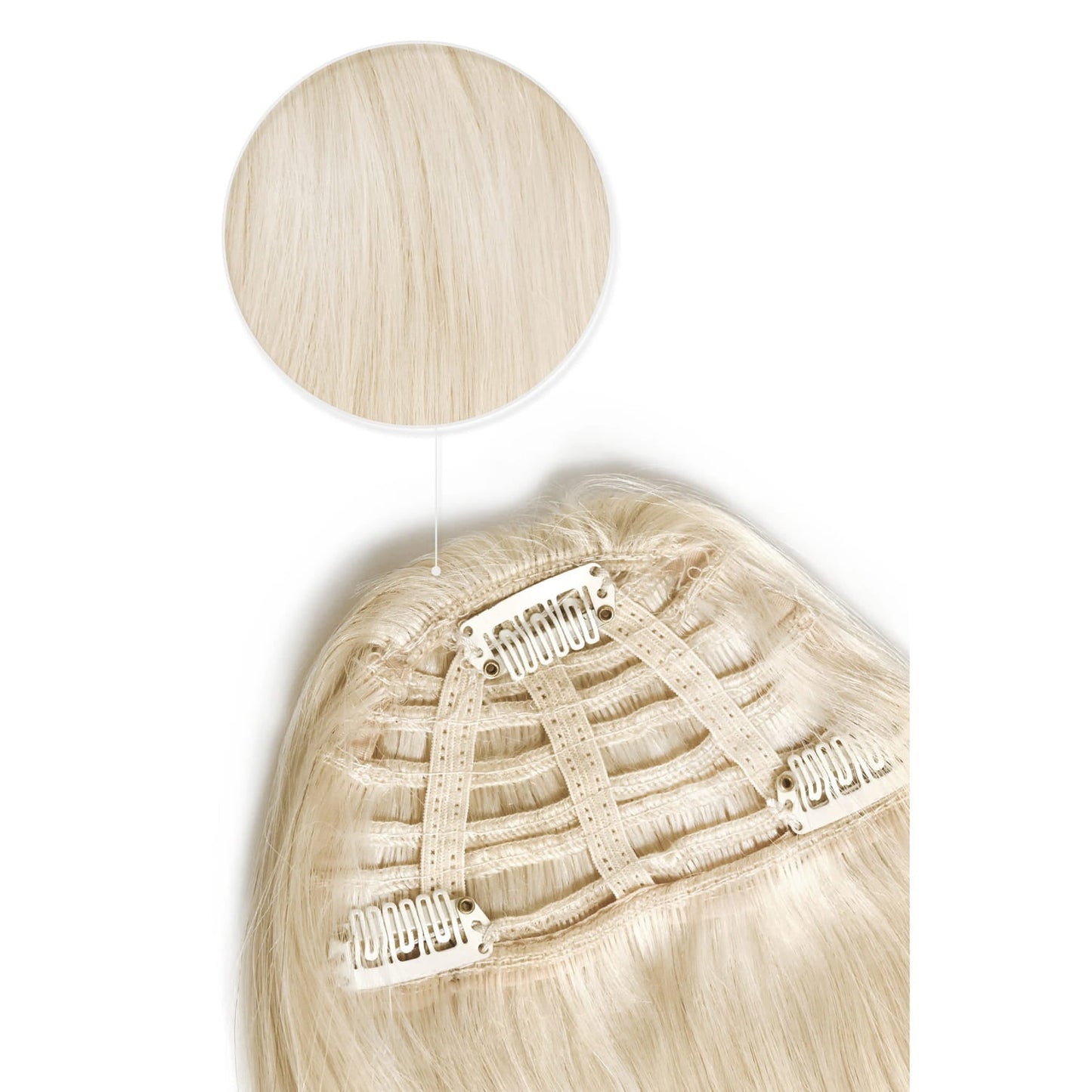 Lightest Blonde (#60) Fringe Hair Extension: Extension attachment method