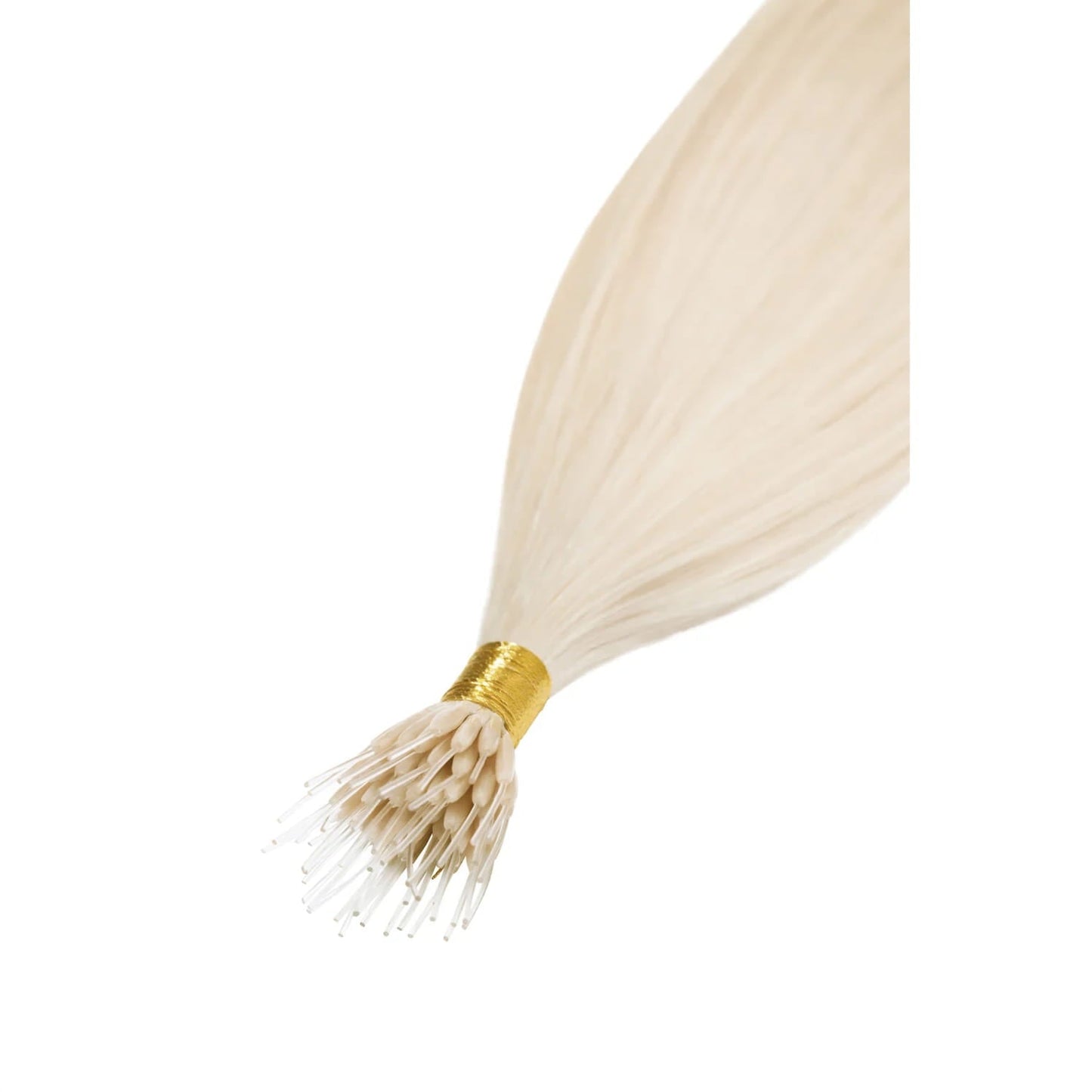 Lightest Blonde (#60) Nano Bond Hair Extensions:  Extension attachment method