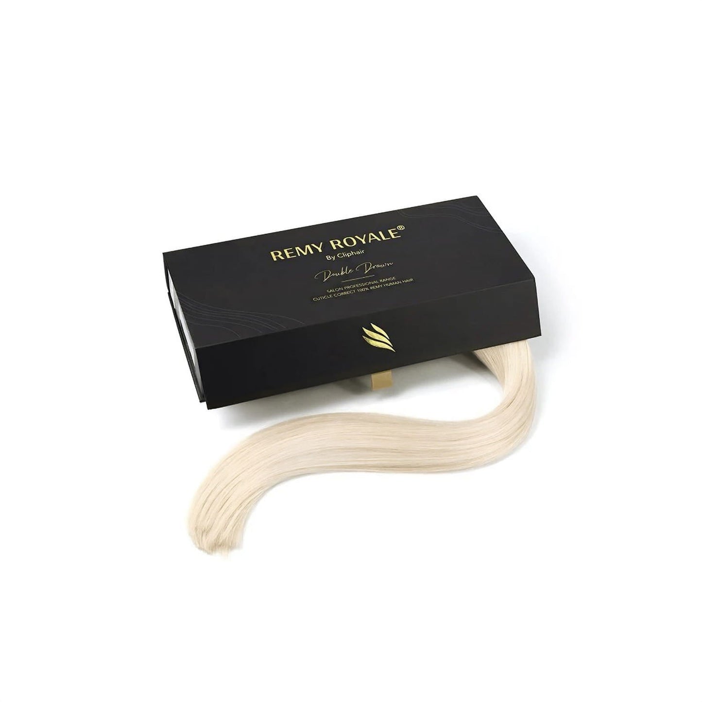 Lightest Blonde (#60) Remy Royale Nano Ring hair Extensions: Extension and box