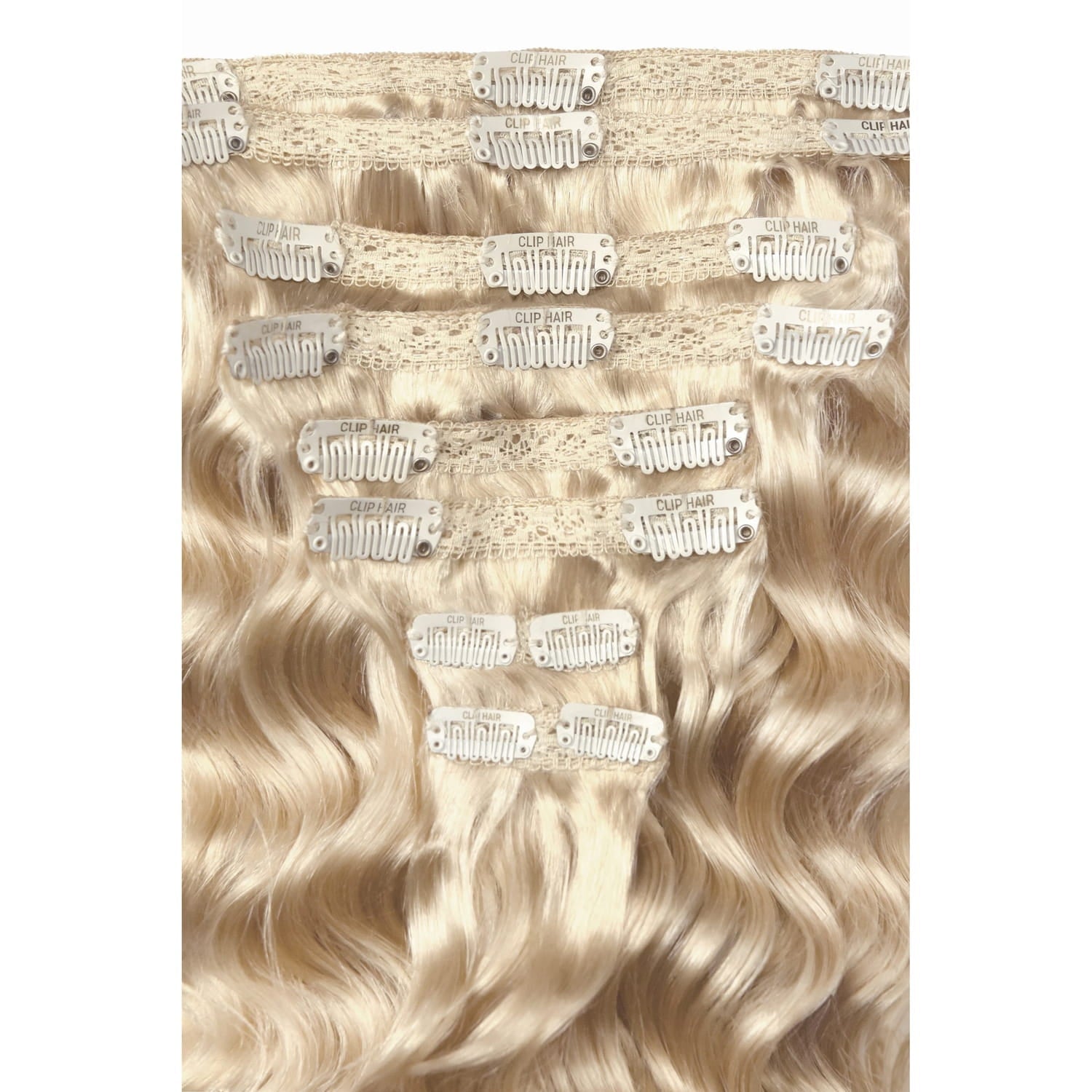 Bleach Blonde (#613) Curly Hair Extensions: attachment method