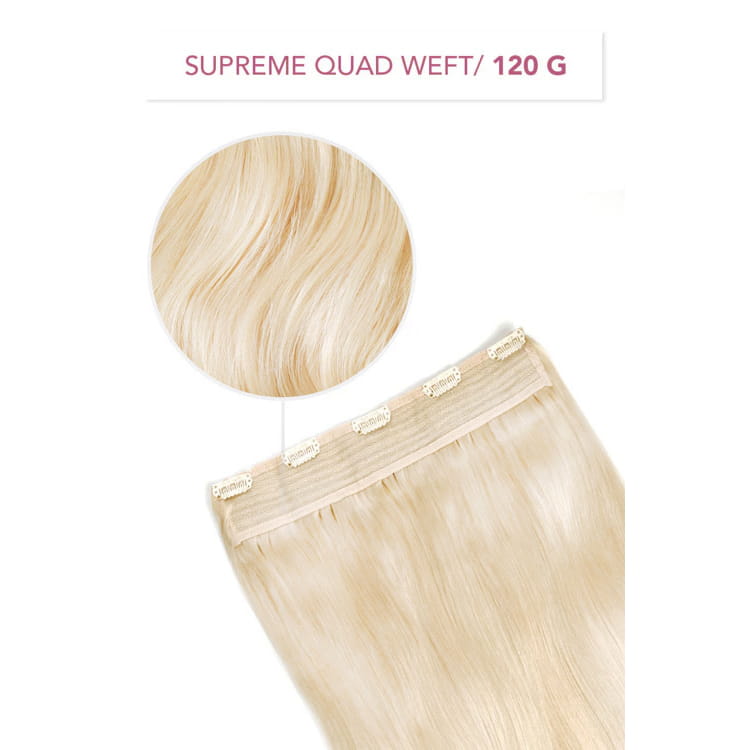 Bleach Blonde (#613) Supreme Quad Weft hair Extension: attachment method