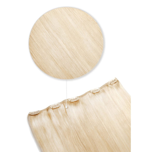 Bleach Blonde (#613) One Piece Top-up Hair Extensions: attachment method