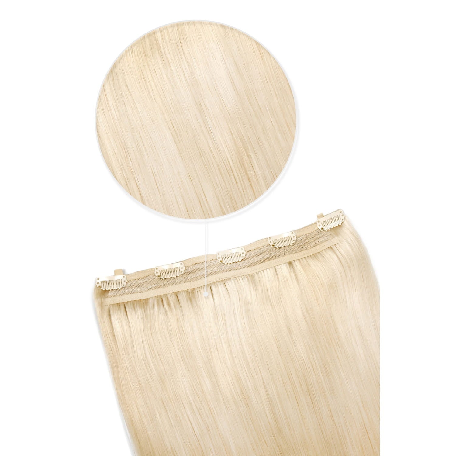Bleach Blonde (#613) Quad Weft Hair Extensions: attachment method
