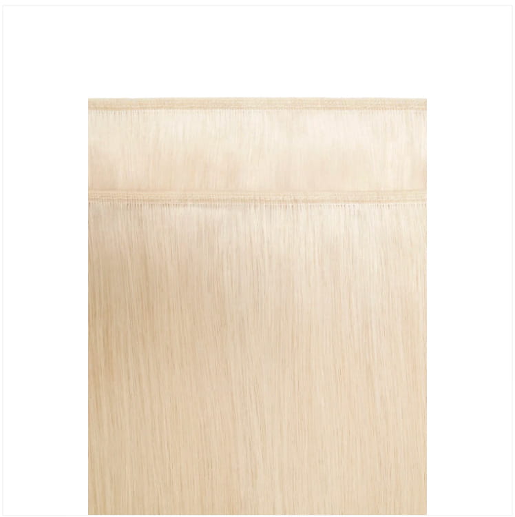 Bleach Blonde (#613) Remy Royale Flat Weft Hair Extension: attachment method