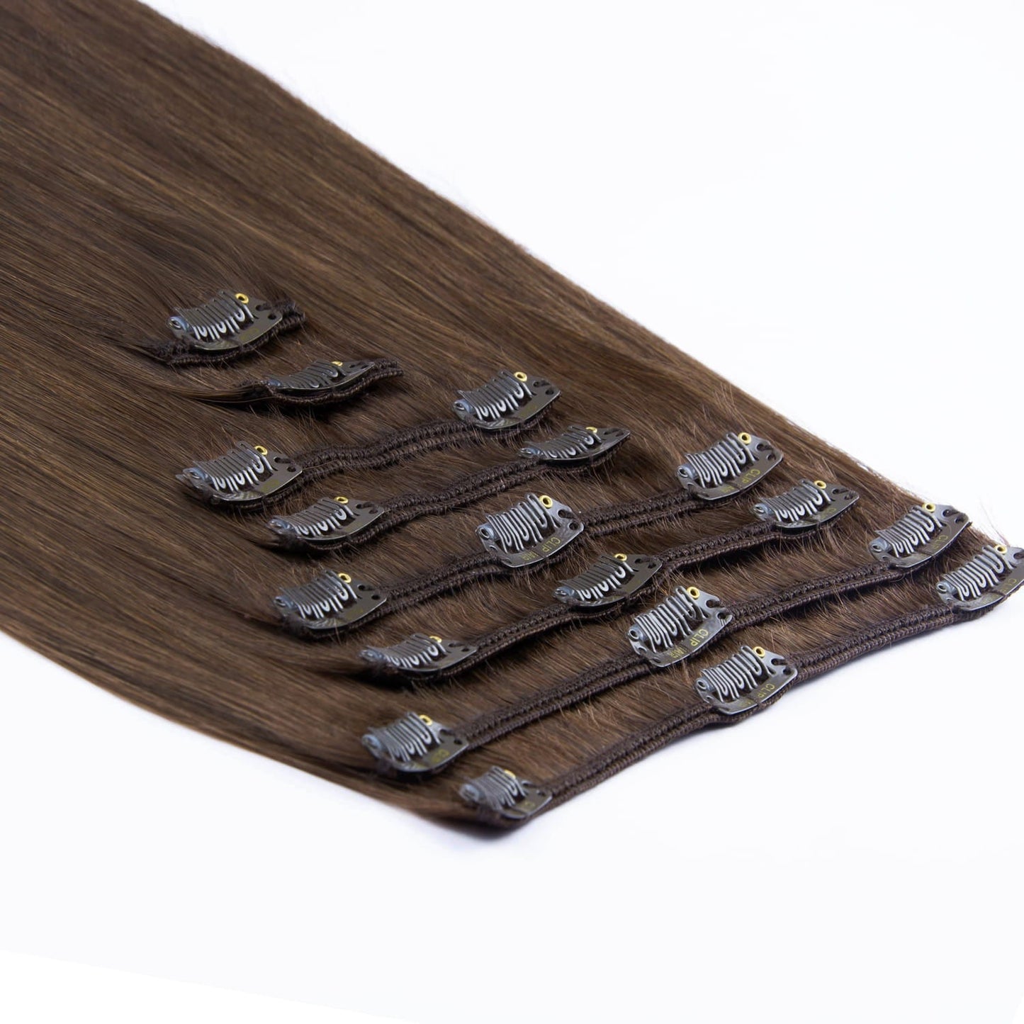 Mousey Brown (#6B) Full Head Set Hair Extensions: extension attachment method