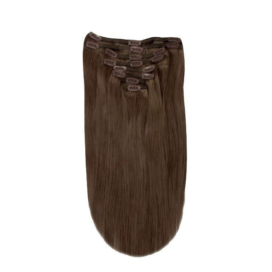 Full Head Remy Clip in Human Hair Extensions - Mousey Brown (#6B)