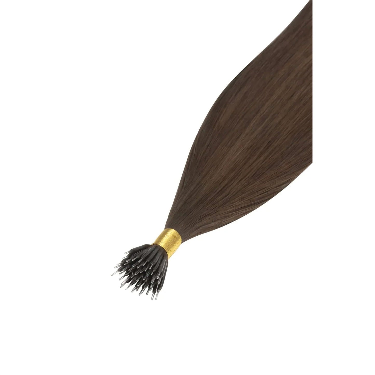 Mousey Brown (#6B) Nano Ring Hair Extensions: extension attachment method