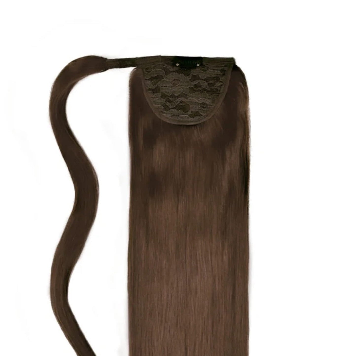 Mousey Brown (#6B) Wrap Around Ponytail Hair Extensions: extension attachment method