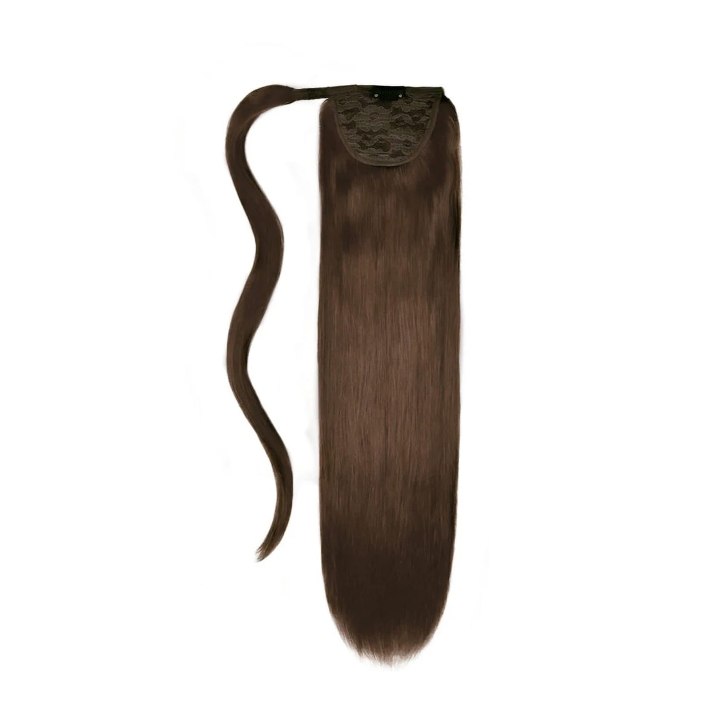 Mousey Brown (#6B) Wrap Around Ponytail Hair Extensions: full extension