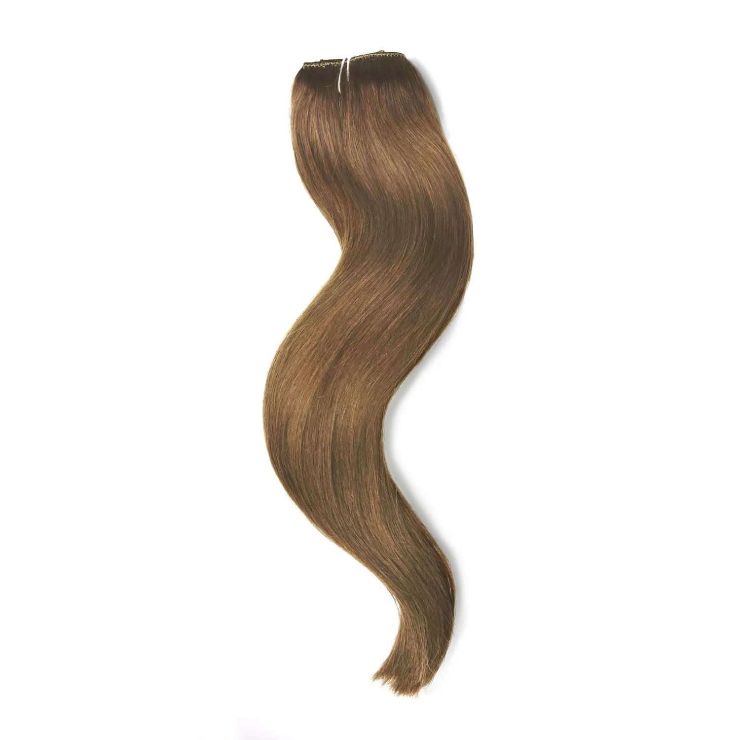 Quad Weft Hair Extensions Medium Ash Brown (#8): Full extension