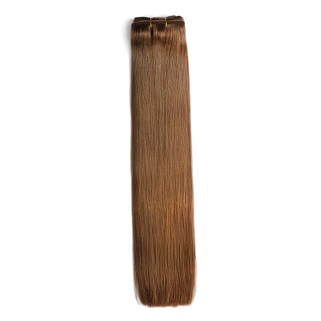 Remy Royale Hair Weft Extension Medium Ash Brown (#8): Full extension