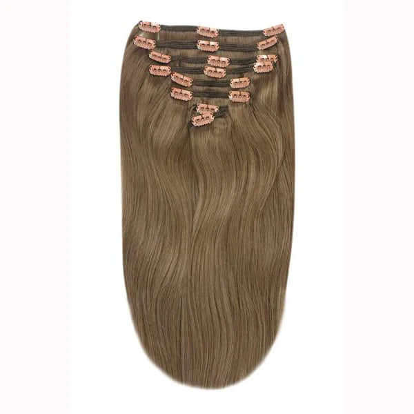 Full Head Remy Clip in Human Hair Extensions - Ash Brown (#9)
