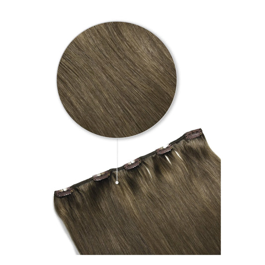 One Piece Top-up Remy Clip in Human Hair Extensions - Ash Brown (#9)