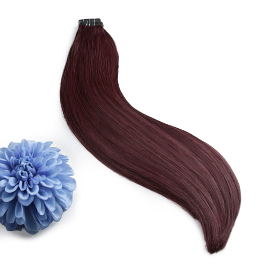 Tape in Remy Human Hair Extensions - Mahogany Red (#99J)