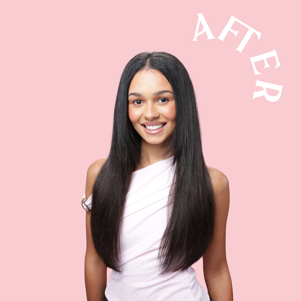 Model after adding hair extensions