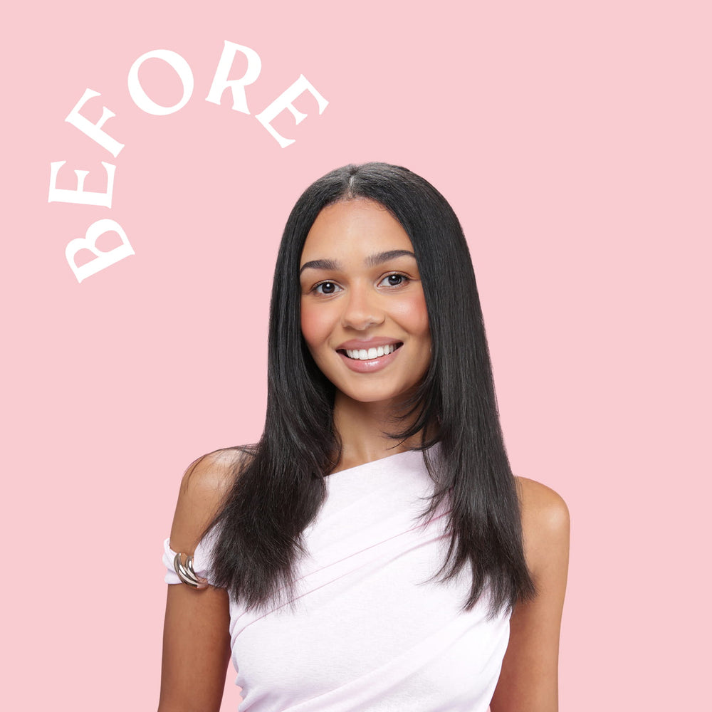 Model before adding hair extensions