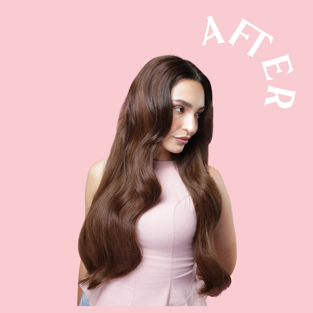 Model after adding hair extensions