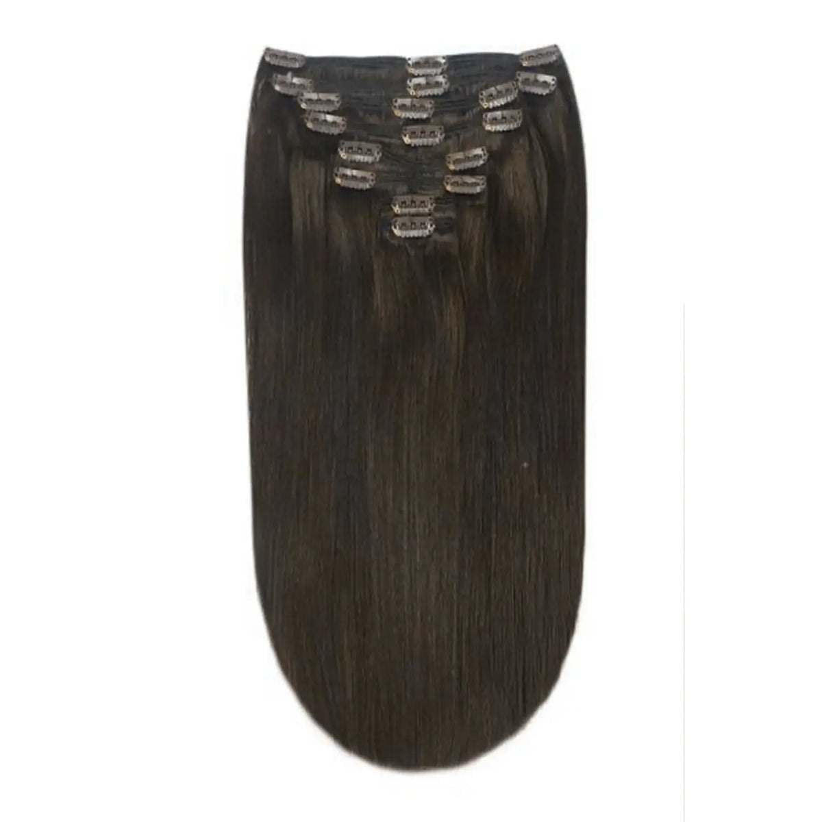 Full Head Remy Clip in Human Hair Extensions - Dark Brown (#3)