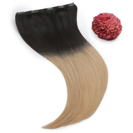 One Piece Top-up Remy Clip in Human Hair Extensions - Espresso Honey Ombre (#T2/27)
