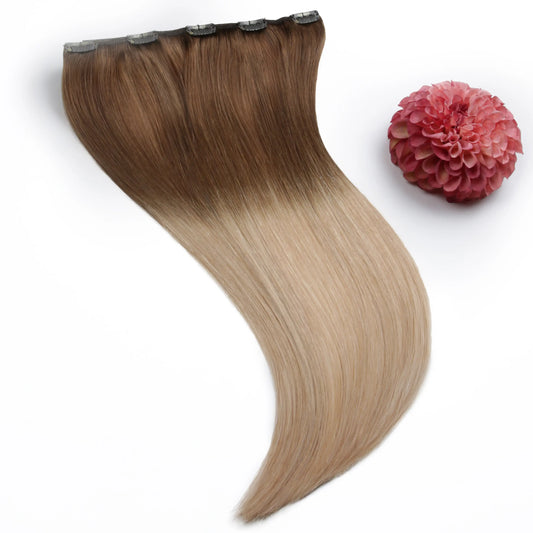 One Piece Top-up Remy Clip in Human Hair Extensions - Toffee Honey Ombre (#T6/27)