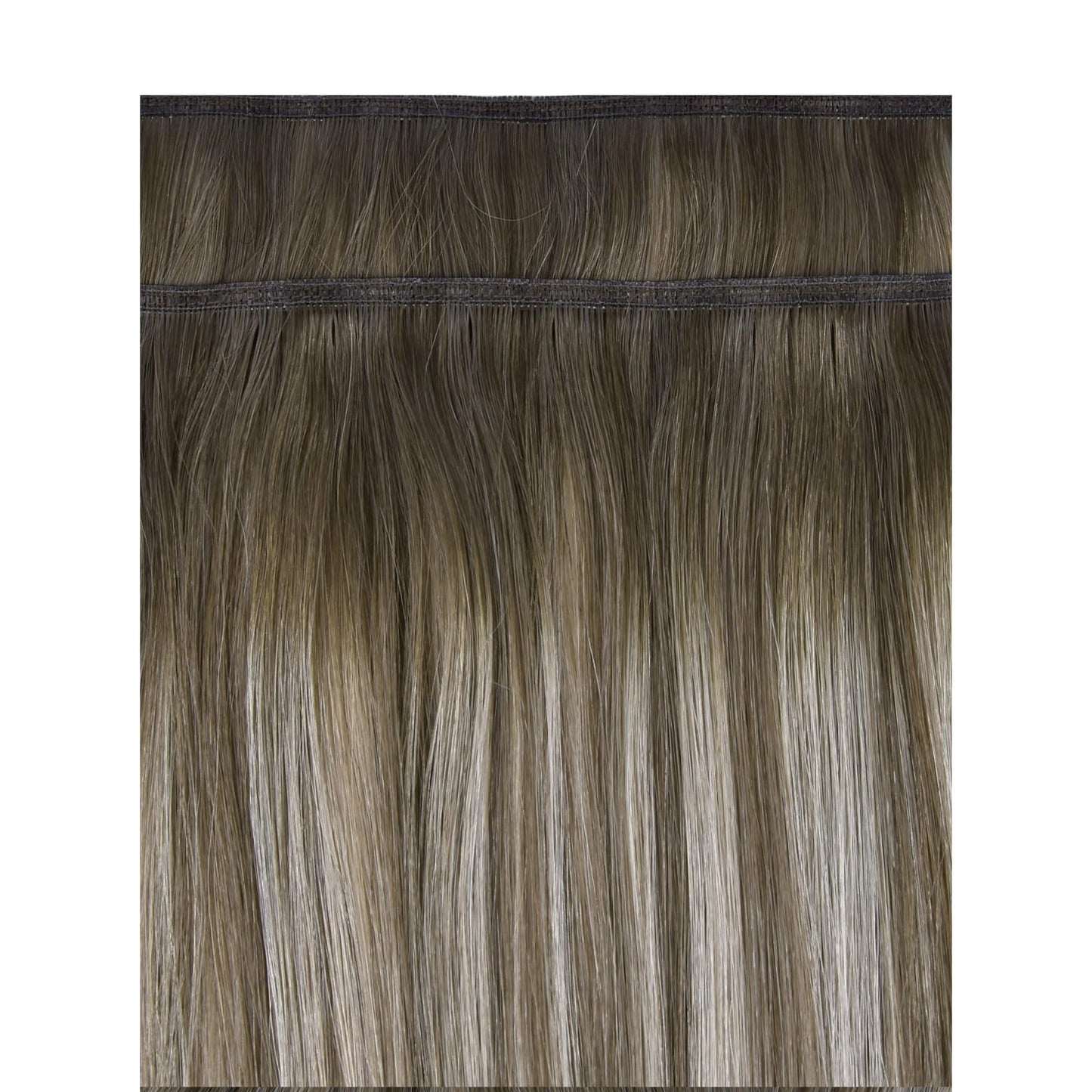 Ash Bronde Balayage Remy Royale Flat Weft Hair Extensions: hair extension attachment method